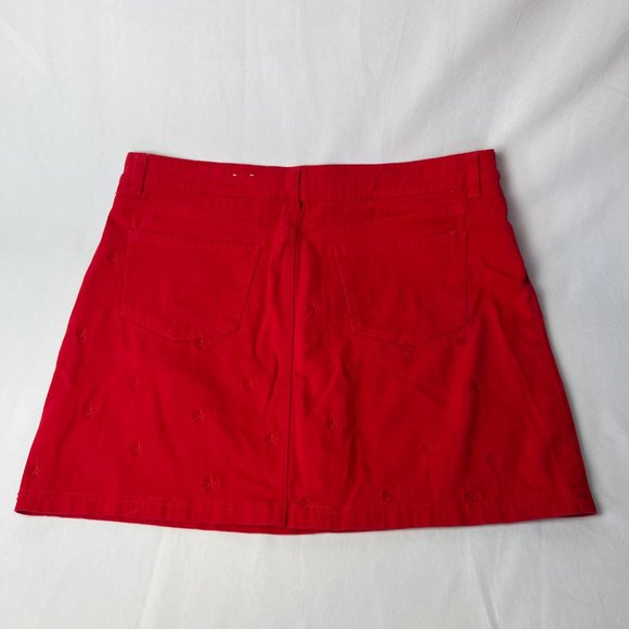 Plus Westport Red Denim Mini Skort With Stars Sz 16 Holiday Zipper Closure - Picture 2 of 8